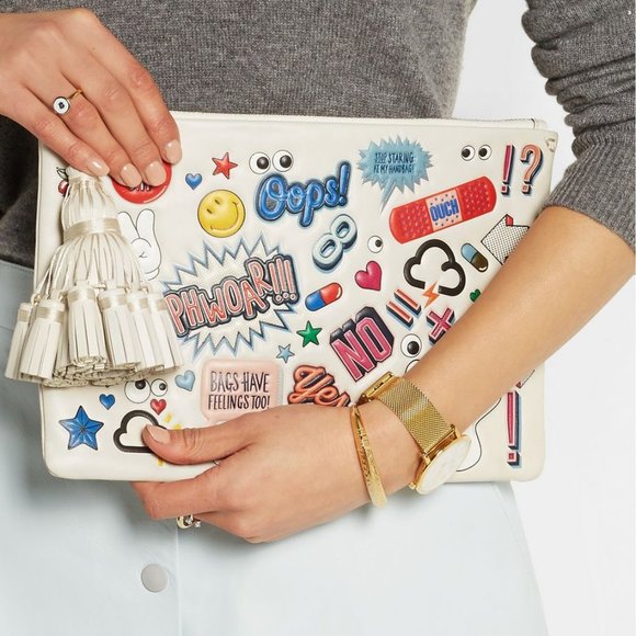 Anya Hindmarch Georgiana Stickers Clutch Bag